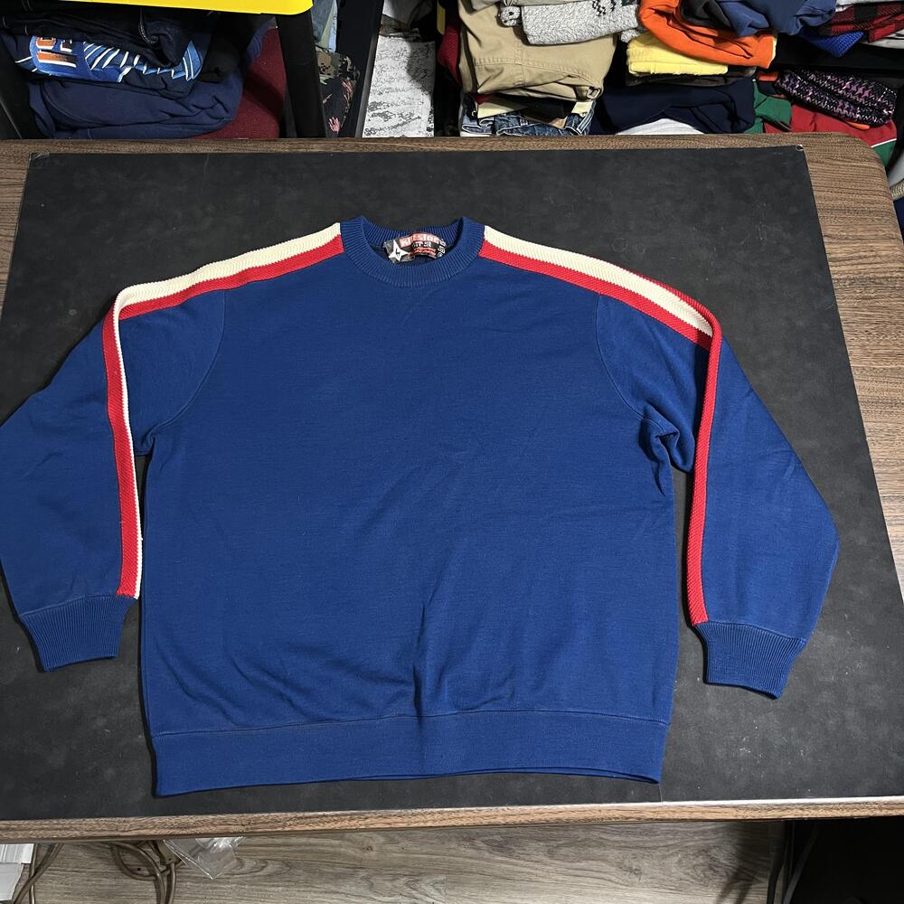 Vintage Kitz-Star Sweater Vintage Alps Ski Stripe Ski Knit Crewneck Austria Wool